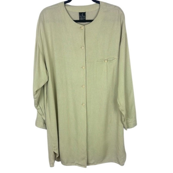 Kaliyana Tan Relaxed Fit Tunic with Round Neckline Back Button Detail Size L - Picture 1 of 10